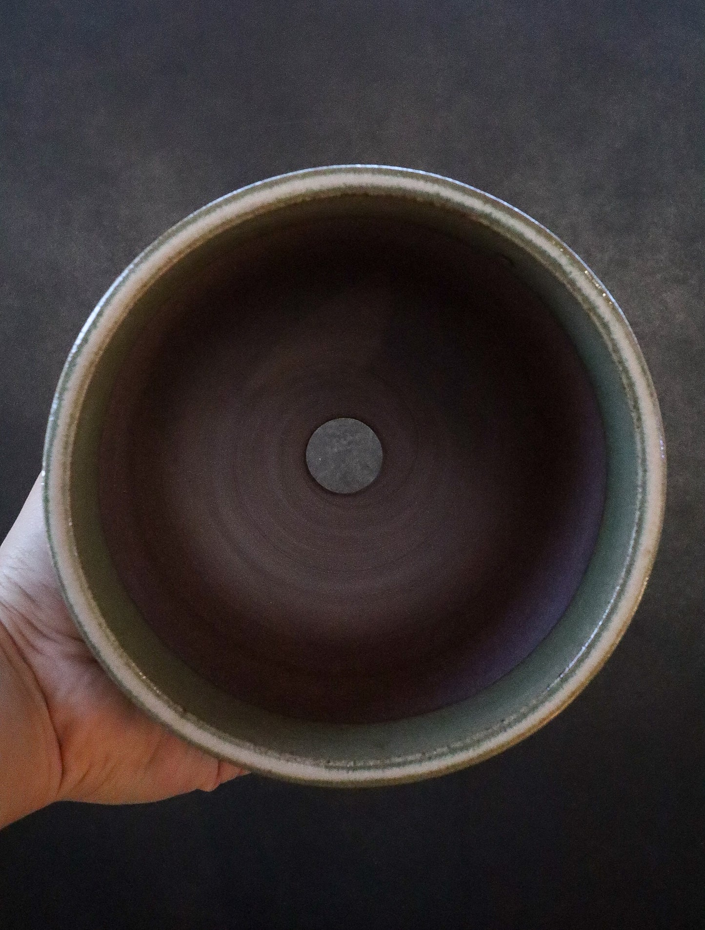 伝市鉢 コウロ型  "Green Rim"